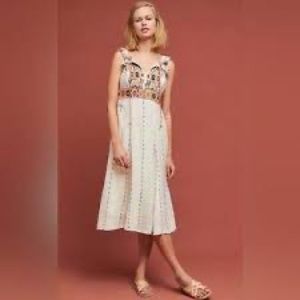 Anthropologie Maeve Women’s Llama Embroidered Midi Dress Size 6